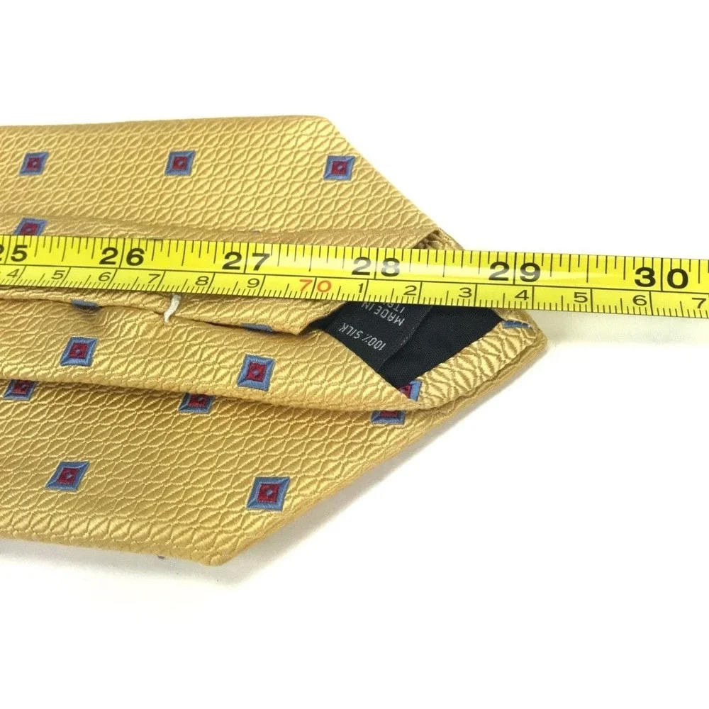 JOS A BANK Gold Yellow Squares Blue Red Geometric Tie Men's Elegant Necktie 4x58